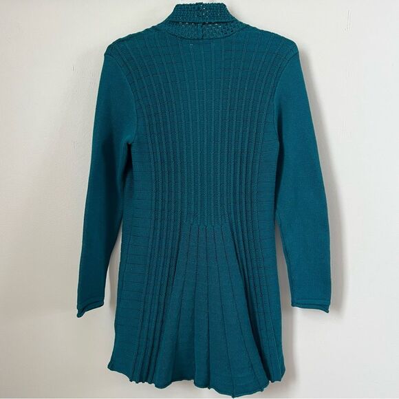 Notations Teal Long Sleeve Midweight Swingy Knit Cardigan Sweater - Picture 2 of 15